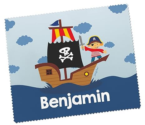 Striefchen® Brillenputztuch für Kinder mit Wunschnamen - schöne kindliche Motive Pirat