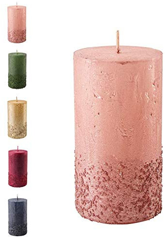 Wunderschöne & Moderne Adventskerzen – 2 Stück - Rustikale Oberfläche - Kerzen/Stumpenkerzen - Weihnachten/Weihnachtskranz/Adventskranz (Rosé, Höhe: 8cm)