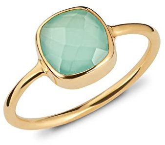 Ring Blauer Chalcedon 925 Silber vergoldet