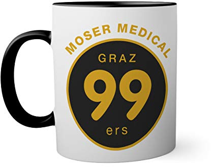 Ice Hockey Team Medical Graz 99ers Eishockey Schwarze Innenseite mit passendem Henkelbecher Mug 330ml