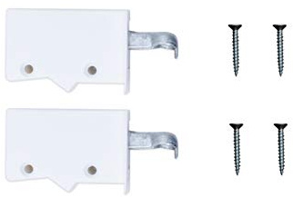 2x sossai® Dexo Schrankaufhänger | Aufhänger + Schrauben Set | Farbe: Weiß | Wandhalter, Schrankträger, Schrankhalter für Küchen-Hängeschränke
