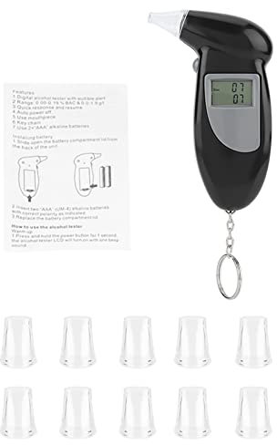 Alkoholtester, digitaler LCD-Bildschirm Alkohol-Atemtester Tragbarer Schlüsselbund-Atemanalysator(10 Stück)