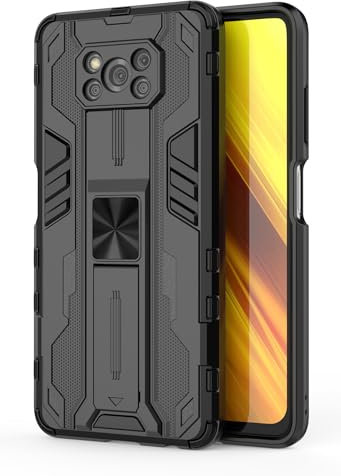 SORAKA Funda para Xiaomi Poco X3 Pro con Soporte Funda Protectora Resistente Funda Xiaomi Poco X3 NFC con Placa de Metal para Soporte magnético para teléfono móvil