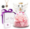 Konservierte echte Rose mit Engel für Frauen, Frau, Muttertag, Geschenk für Mutter, Engelsfiguren mit handgefertigten Rosenblumen & Love You Necklack für Hochzeit, Geburtstag, Geschenke (D Pink)