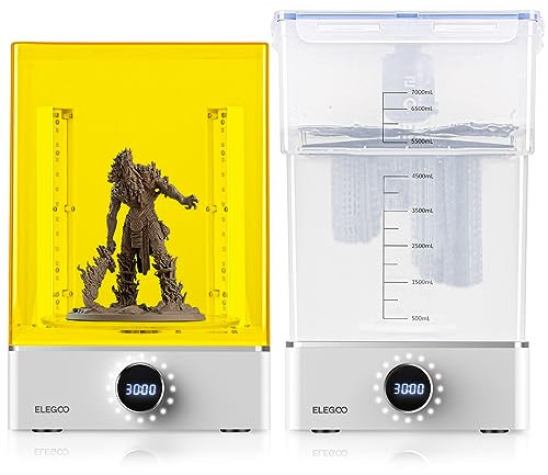 ELEGOO Mercury X Bundle con Estación de Lavado y Curado Separada para Mars Photon S Photon Mono LCD/DLP/SLA, 3D Caja de Curado UV de Resina con Plato Giratorio de Curado y Cubeta de Lavado