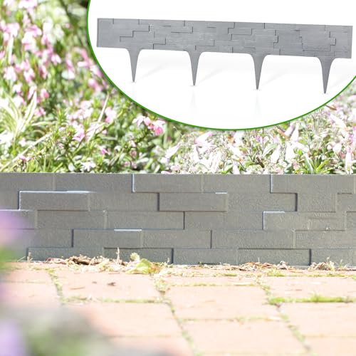 GardenPlast® StonePalisade - Rasenkante Gartenpalisade Palisade Beetumrandung SteinOptik - 2,37m, Graphit