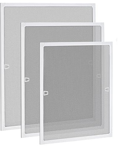 XMTECH Fliegengitter Fenster Insektenschutz 120x140cm Fliegenschutzgitter mückengitter gitter moskitonetz Spannrahmen gitter mit Aluminium Rahmen ohne Bohren für Fenster Weiß