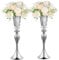 LANLONG Silberne Metall-Trompetenvase, 55,9 cm, Tafelaufsatz für Hochzeitsempfang, 2-teiliges Set, mit Kristallperlen für Heimdekoration
