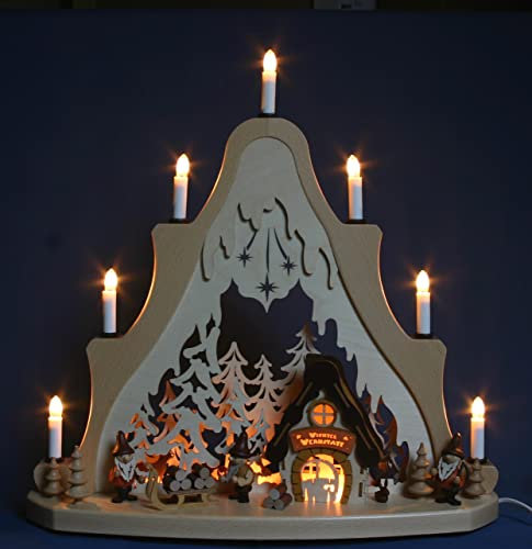 Zeidler Exclusive Schwibbogen Spitze Wald Wichtel, innenbeleuchtet - Handwerkskunst aus dem Erzgebirge, 53 x 50 cm