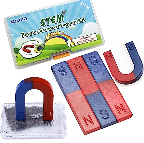 Physikalische Wissenschaften Kinder Magnet-Set Bildung Experiment Schulen für Haushalte, einschließlich Kinder Schüler Lehrer mit Puzzle-Streifen Magneten/Hufeisen Magneten/Magnetpulver