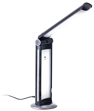 The Daylight Company – TwoSun SAD Lamp, LED, 95+ CRI, Lumens: 800, 6,000 Kelvin, 3-Brightness Levels, 10,000 LUX, Light Therapy & Task Lamp (2 - in 1), Silver/Black