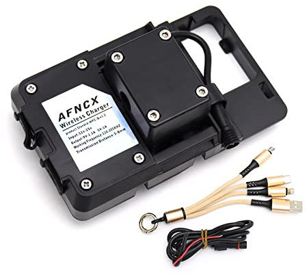 AFNCX Soporte de Navegación con Función de Carga Inalámbrica y USB, Soporte de GPS para Motocicleta Soporte de Teléfono Móvil Compatible con R1200GS R1250GS F800GS F850GS S1000XR R1200RS(Inalámbrica)