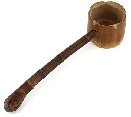 Meprotal Bamboo Water Ladle, Chinese Style Long Handle Ladle, Spoon Hishaku