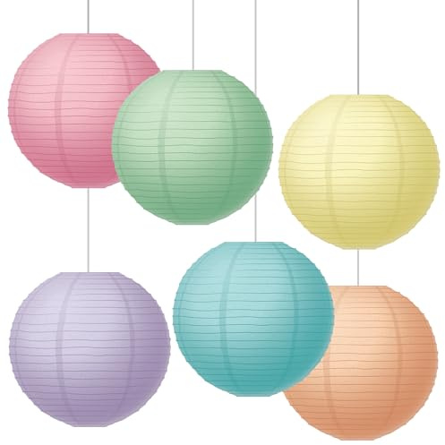 Pastel Pop 8 Hanging Paper Lanterns, Pack of 6