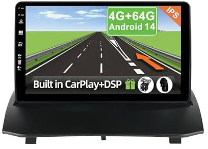 YUNTX [4GB+64GB] Android 14 Autoradio für Ford Fiesta Mk6 2008-2018-2 Din-[Integriertes Wireless CarPlay/Android Auto/DSP/GPS]-IPS 9”-mit Kamera+MIC-DAB/Lenkradsteuerung/MirrorLink/BT 5.0