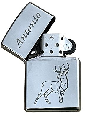 Regalo Grabado - Encendedor, Mechero Zippo Personalizado | Grabado con Texto o Dibujo Cumpleaños, Aniversario, Dia del Padre | (High Polis Chome)