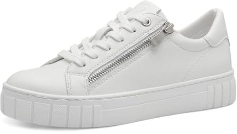 MARCO TOZZI Damen Sneaker flach mit Reißverschluss Vegan, Weiß (White), 37 EU