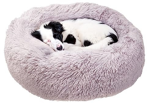 Ferplast Hundekissen Katzenschlafplatz Rund Flauschig Katzenkissen Weich Plüsch Katzenkorb 80 x 17 cm. Grau