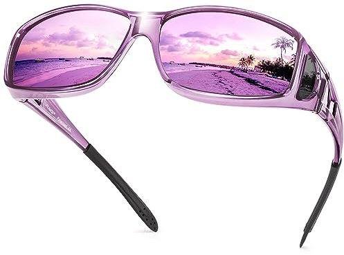 URUMQI Fit Over Glasses Sunglasses Womens Men with UV400 Protection, Anti Glare Sunglasses Over Glasses, Polarised Wrap Around Sun Glasses Suitable for Daily Wear & Outdoor