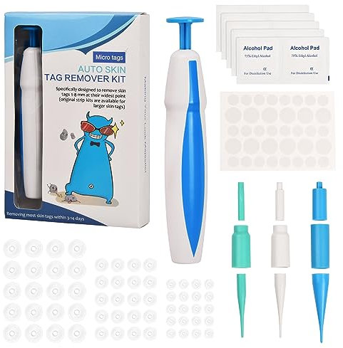 Skin Tag Remover Pen 3 in 1, 1mm to 8mm Skin Tag Removal Kit, Safe and Painless Wart Remover with 60 Micro Small and Regular Skin Tag Removal Bands for Most of Body Parts