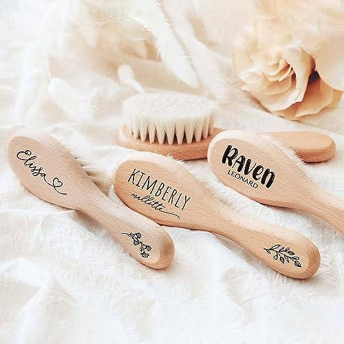 Personalisierte Baby-Haarbürste, gravierte Babybürste, Andenken an die Geburt, Geschenk für neugeborene Mutter, Baby, Jungen, Mädchen, Geschenk (1 Stück)