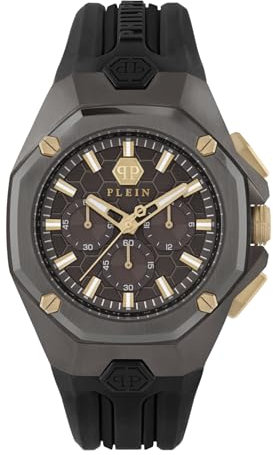 Philipp Plein Herren Uhr Analog Quarz Chrono Octagon PWTBA0323 Silikon