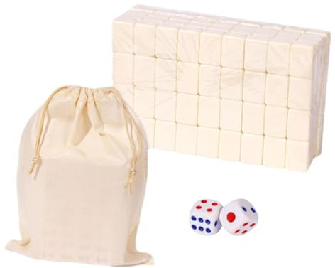 Baoblaze Chinesisches Mahjong-Spielset, Reise-Mahjong-Set, Würfel, Indoor-Unterhaltungszubehör mit 144 Spielsteinen, chinesisches Mahjong-Spielzeugset für, 30 mm Weiß