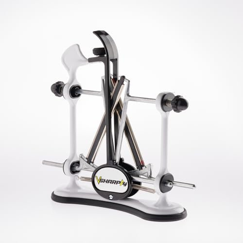 Warthog Sharpeners V-Sharp A4 Messerschärfer Weiß, mit 4 verschiedenen Schleifwinkel – Messerschleifer für alle Messer, wie Jagdmesser, Küchenmesser, Schnitzmesser, Fleischermesser, uvm.