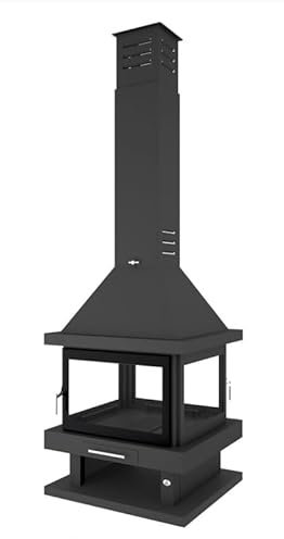 BRICOSOL Chimenea Leña Central a 4 Caras y 2 Puertas FM Modelo C-204K