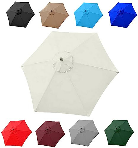2m/2.7m/3m Ronde Parasol Toile De Rechange, Tissu Auvent Remplacement Pour Parapluie Anti-ultraviolet, Parasol De Marché De Rechange Pour Cour, Jardin, Plage, (auvent Uniquement)(Color:White,Size:(6Ri