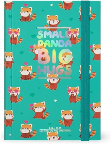 Legami - Panda Tageskalender 2024-2025, 16 Monate, Medium, Tagebuch von September 2024 bis Dezember 2025, Gummibandverschluss, FSC-zertifiziertes Papier, Monatsplaner, 12 x 18 cm, roter Panda