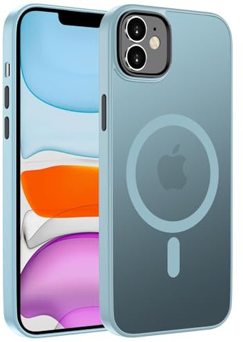 ORDA für iPhone 11 Hülle 6.1 Zoll Kompatibel mit MagSafe,Magnetisch Handyhülle für iPhone 11 Case Durchscheinende Matt Rückseite Dünn Stoßfest Schutzhülle hellblau
