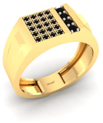 Pargold® 14K 585 Goldring für Herren | Leicht und hypoallergen | Einzelner großer Kristall mit winzigem Quadrat-Design | Ideal für besondere Anlässe wie Hochzeit, Jahrestag, Geburtstag.
