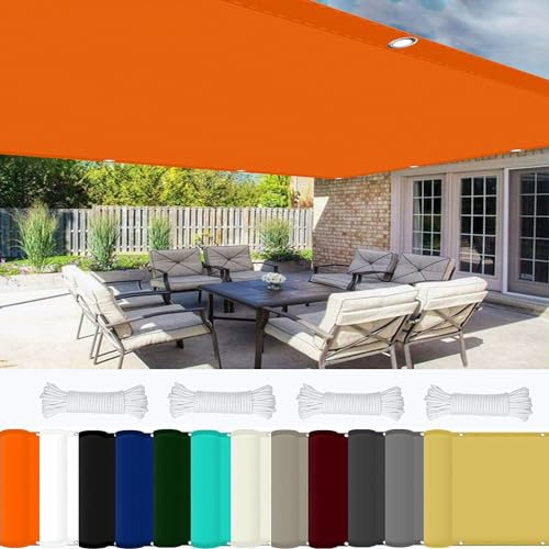 Sonnensegel Wasserdicht Sonnenschutz 4 x 5 m 98% UV Schutz Sonnenschutz Baldachin mit Ösen Und Kordel Reißfest für Garten Balkon Terrasse Camping, Orange