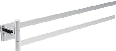 Villeroy & Boch Elements - Striking Handtuchhalter zweiarmig, Handtuchhalter Bad für Wandmontage, Handtuchstange aus Messing, Badetuchhalter eckig, Länge 410 mm, Chrom