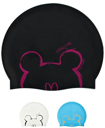 Gorro Natación Niños de 6 a 14 años - Gorro Piscina Silicona Niños Jóvenes y Adolescentes de 6 a 14 años (Negro)