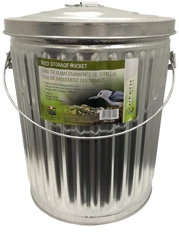 Heath SS-10 10 Pound Galvanized Metal Multi-Purpose Bird Seed, Suet, Feed Container and Dog Poop, 1-Pack, Galvanized Steel