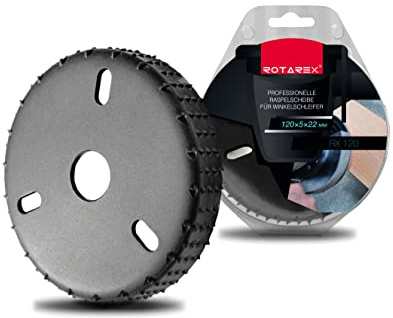 ROTAREX Disque abrasif 120 mm - Acier au carbone nitrocarburé - Pour meuleuse d'angle - Rainures en bois - Disque à râper