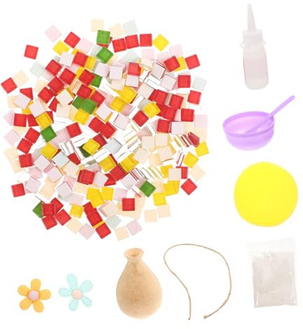 ULDIGI 1set Mosaic Vase Mosaic Container Mosaic Arts and Crafts Kits DIY Mosaic Crafts Materials Mosaic Tiles Vase Mosaic Plant Pot Paint Your Own Vase DIY Vase Decor Caulk