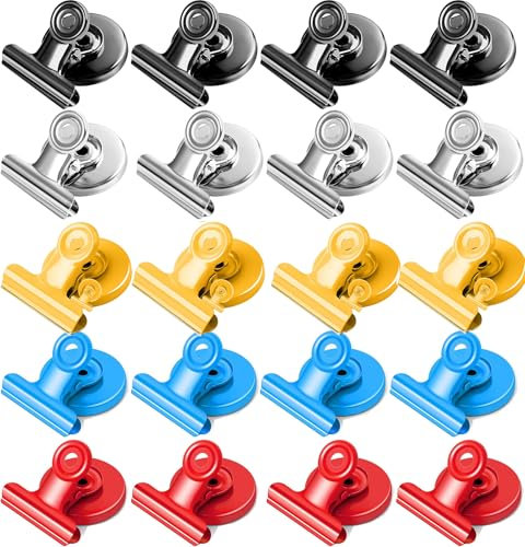 Magnetklammer, 20 Stück Magnetclips Whiteboard Magnete Klammer Kühlschrankmagnete mit Klammer Magnetclips Magnet Clip Klemmen für Fotos, Aufkleber, Taschen, Kühlschrank, Whiteboard - 5 Farbe