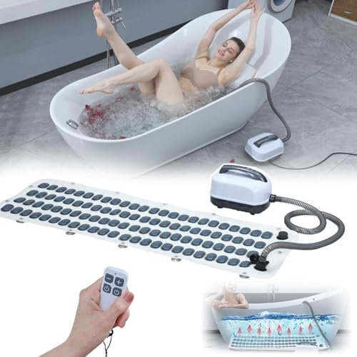 Tappetino Massaggio Per Spa Da Bagno - 6 Marce Di Regolazione, Tappetino Da Bagno Idromassaggio, Tappetino Antiscivolo Impermeabile Per Spa Con Cuscino Gonfiabile E Telecomando, Migliora Il Sonno