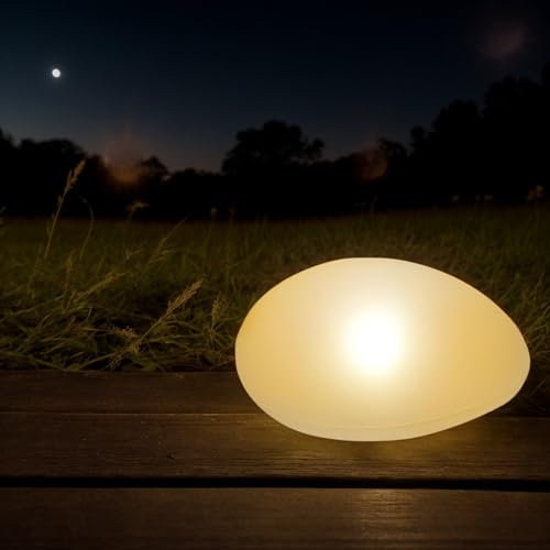 SC-Daily Lampes solaires d'extérieur étanches en galets décoratifs avec lumière chaude LED, étanchéité IP65, pour jardin, terrasse, cour, chemin (mini galet, 1 pièce)