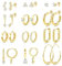 FIOROYAL 12 Paar Ohrringe Gold Set für Damen Hypoallergen Creolen Gold Medizinische Ohrstecker Golden Hängend Ohrringe für Cartilage Helix Piercing Ohr Klein Knorpel Silber Ohrring Schmuck G