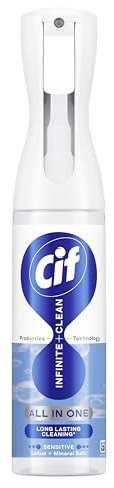 Cif Infinite Clean Sensitive Lotus & Mineral Salt All in One Cleaner Spray with probiotics technology for a long-lasting clean* 280 ml