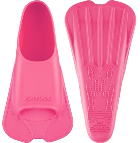 CAPAS Swim Training Fins Comfortable Silicone Swimming Floating Flippers with Mesh Bag for Kids Adult Men Women Short Blade Build Leg Strength (Warm Pink, XXS)