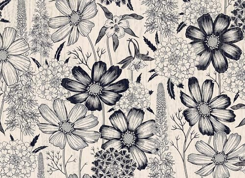 LZH-LP Selbstklebende Tapete mit botanischem Naturmotiv, 44x300CM abziehbare Kontaktfolie mit handgezeichnetem Ornamentmuster, für Schrankmöbel