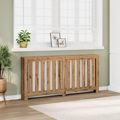 Juroupi Artisan Oak Radiator Cover, 175x20x82 cm, Modern, Slatted, Brown, Engineered Wood