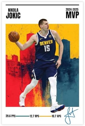 BQUWR Nikola Jokic MVP-Poster auf Leinwand, Schlafzimmer, Dekoration, Landschaftsdekoration, Geschenk, 30 x 45 cm