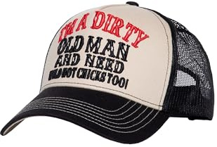 King Kerosin Herren Trucker Cap Mit Lustigem Statement – Snapback Im Retro Vintage Design Mit Stickerei, Mesh-Einsatz, Gebogenem Schirm – Atmungsaktiv & Verstellbar Dirty Old Man