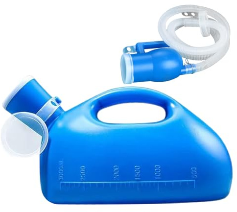 Tragbares Urinal für Männer, 3000 ml, auslaufsichere Urinflasche aus Kunststoff mit langem, abnehmbarem Schlauch und Deckel und Skala, Pinkelflaschen für Männer, für Reisen, Krankenhäuser Aut